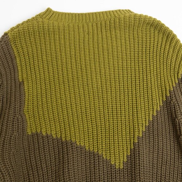 COS Two-Tone Knitted Jumper Wool Blend Chunky Sweater Green - Picture 10 of 13